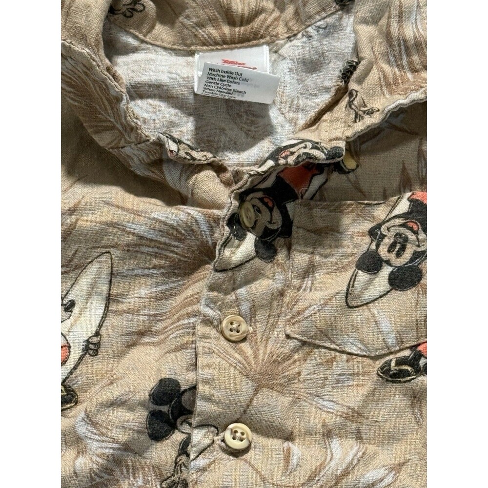 Disney Mickey Mouse Hawaiian Shirt 24M Toddler Button Up Surf Tan